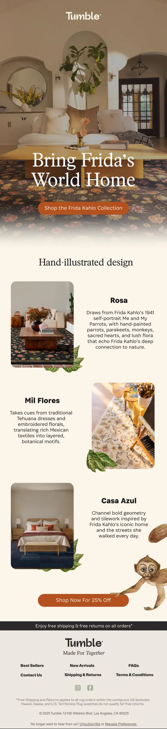 E-mail de casa de uma marca americana